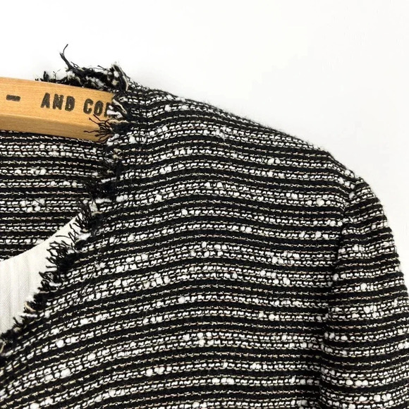 Mango Womens Small Tweed Boucle Textured Zipper Front Blazer Jacket - Picture 4 of 7